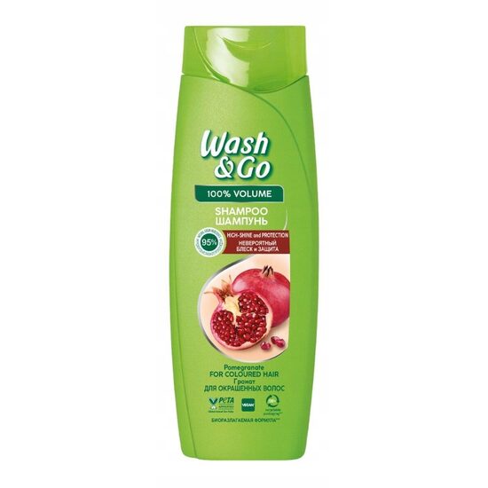 Sampon Wash&Go cu extract de rodie pentru par vopsit, 360 ml