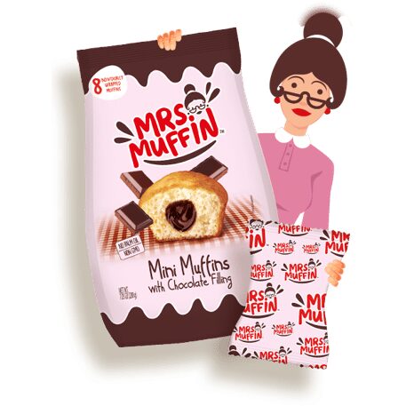 Mini briose umplute cu ciocolata Mrs. Muffin, 200g
