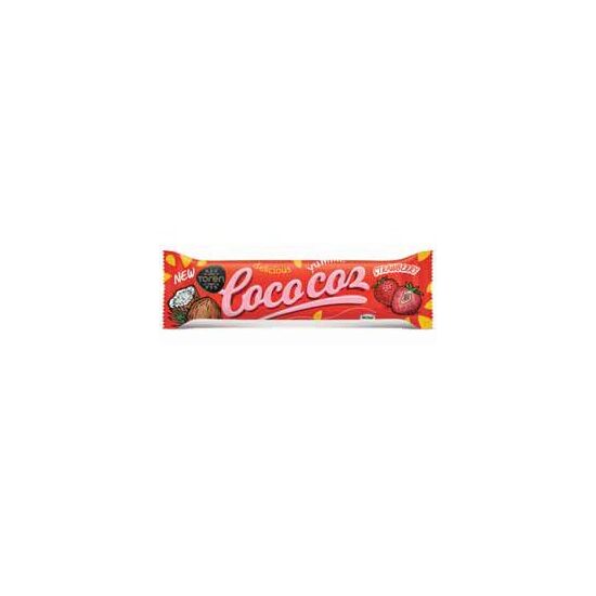 Baton de ciocolata cu fulgi de cocos si capsuni Cococoz, 24 g
