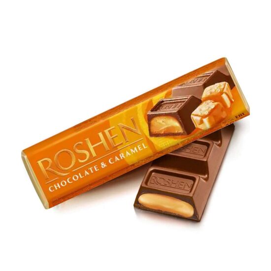 Baton ciocolata lapte si crema de caramel Roshen 30g