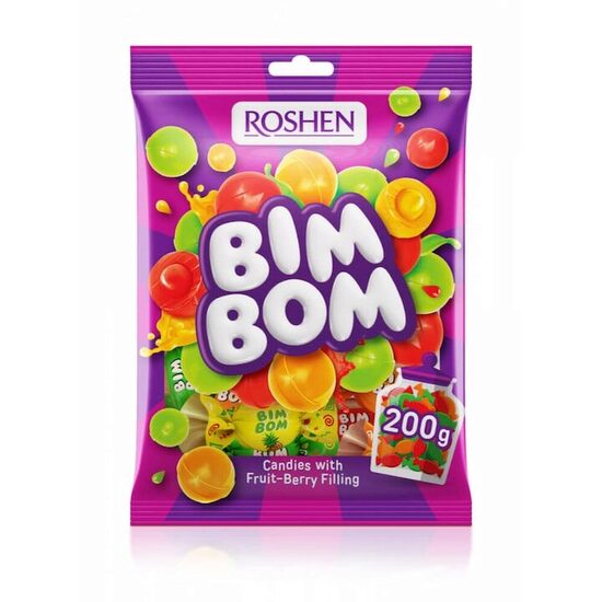 Bomboane cu Umplutura de Fructe Roshen Bim-Bom, 200g