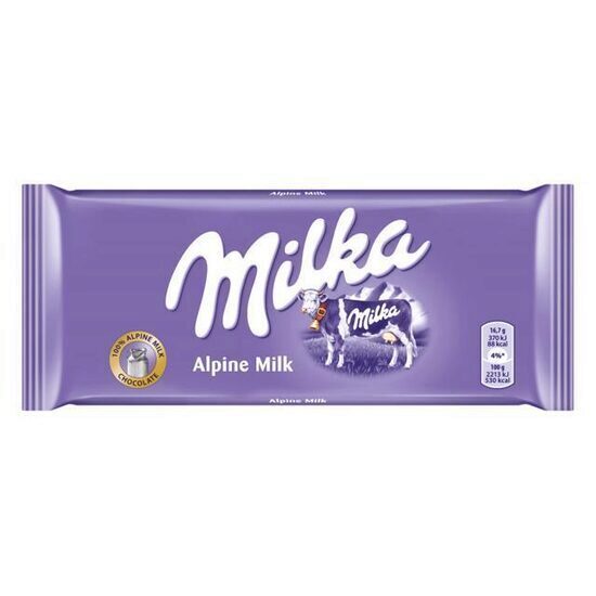 Ciocolata cu lapte alpin Milka, 90 g