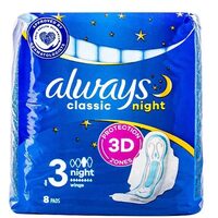 Absorbante Classic Night, Always, Bumbac, 8 buc