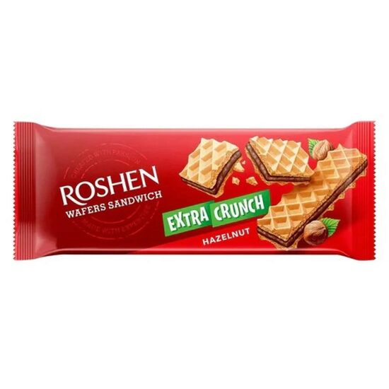 Napolitane sandwich cu crema de alune Roshen Wafers Sandwich Crunch, 142g