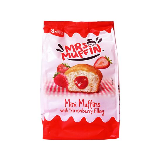 Mini briose umplute cu gem de capsuni Mrs. Muffin, 200g