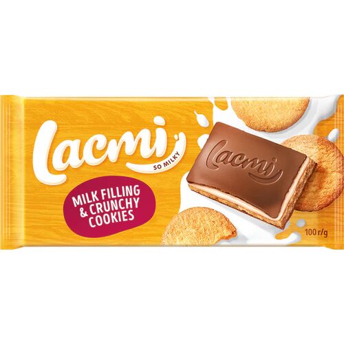 Lacmi ciocolata cu umplutura de lapte si biscuiti Roshen, 100 g