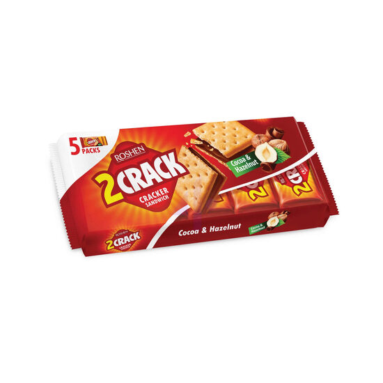 Biscuiți cu cremă de cacao si alune de padure Roshen Cracker Cocoa & Hazelnut, 235g
