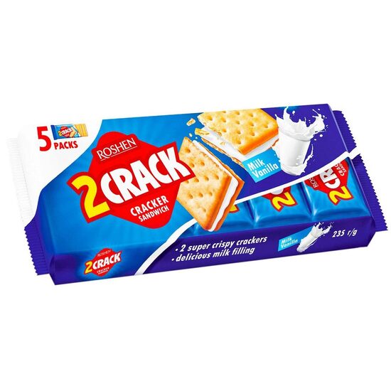 Biscuiți cu cremă de lapte si vanilie Roshen Cracker Milk Vanilla, 235g