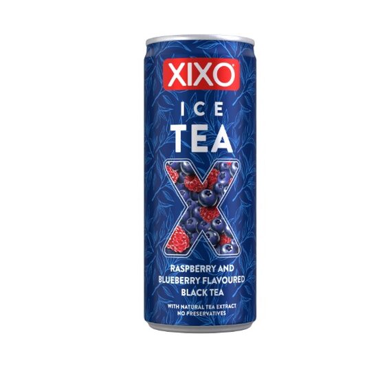 Bautura pe baza de ceai negru XIXO Ice Tea Rasberry & Blueberry , doza, 250ml, SGR