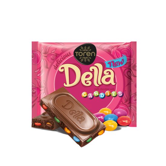 Tableta de ciocolata cu drajeuri Della, 52 g