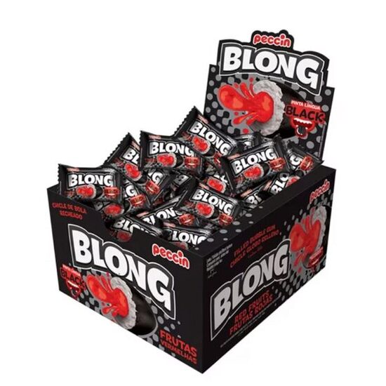 Guma de mestecat Blong Black Peccin umplutura de fructe rosii, 5 g, 40 bucati