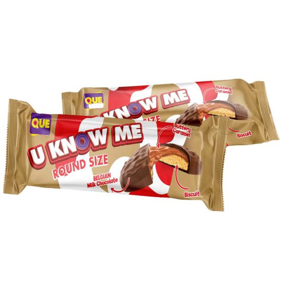 Biscuite rotunde cu caramel și ciocolată cu lapte U Know Me, 125g