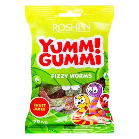 Jeleuri Fizzy Worms Yummi Gummi Roshen, 70g