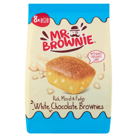 Prajitura cu bucati de ciocolata alba Mr Brownie, 200g