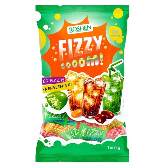 Bomboane Roshen Fizzy Boom, efervescente, cu aroma de fructe, 1 kg 