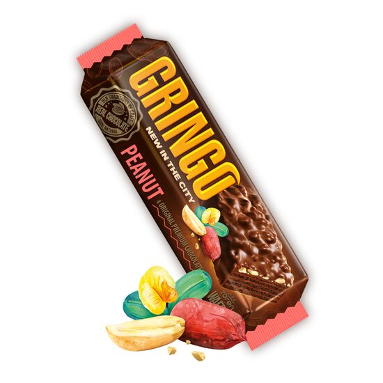 Gringo Napolitană cu glazură de ciocolată cu lapte, cremă de cacao și arahide Toren 38g