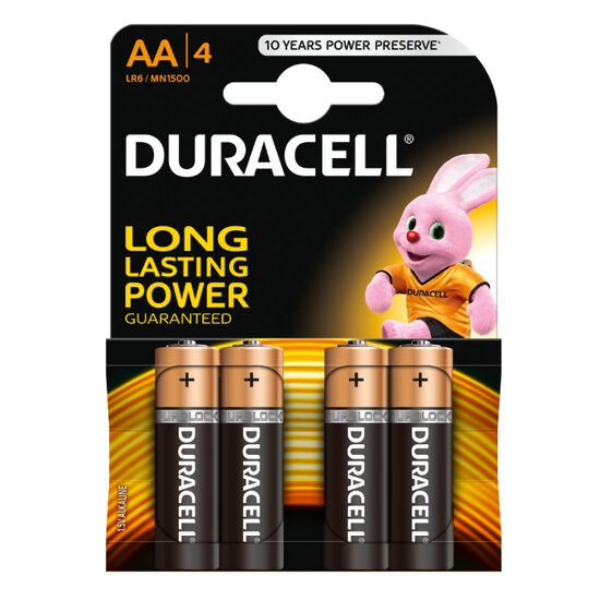 Baterii alcaline Duracell Basic AAK4, LR06, 4 buc