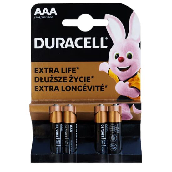 Baterii alcaline Duracell AAAK4, LR03, 4 buc