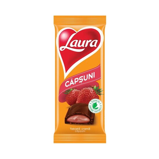 Tableta Ciocolata cu capsuni Laura, 92 g