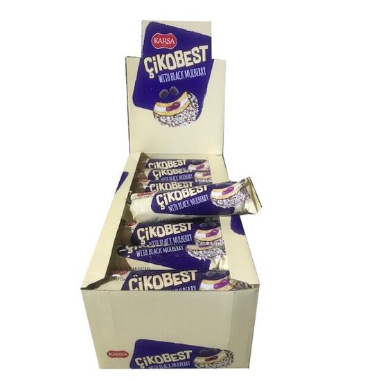 Biscuiti glazurati cu ciocolata si mulberry Cikobest 56g