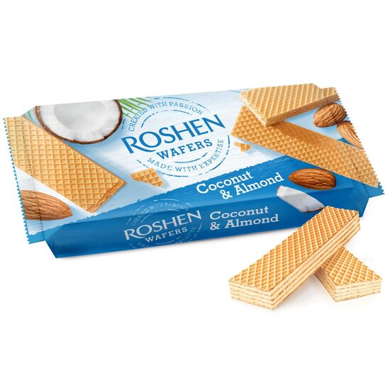 Napolitane cu crema de lapte si migdale Roshen 216g