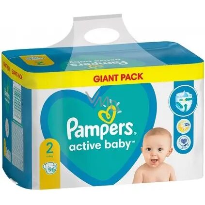 Scutece Active Baby, Nr. 2, 4-8kg, 96 bucati, Pampers