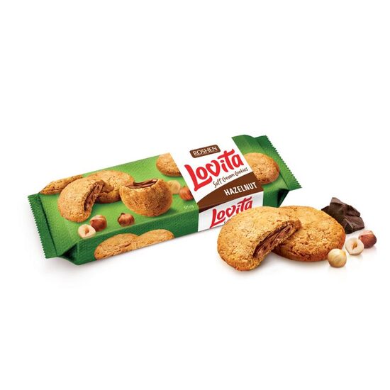 Biscuiti Lovita Soft Cream cu crema de alune de padure, 127 g