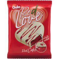 OSLO Red Love – Prăjitură inimă cu glazură albă, 40 g