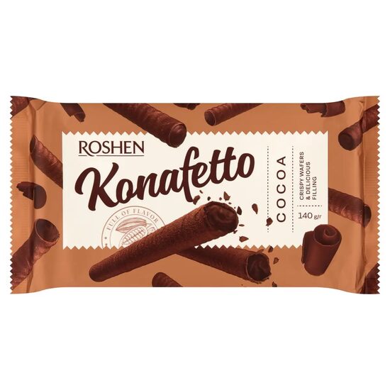 Napolitane roll cu crema de cacao Roshen Konafetto, 140g