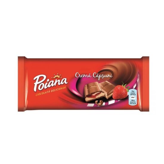 Ciocolata Poiana cu lapte si capsuni 90g