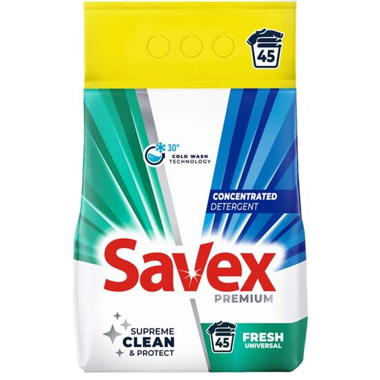 Detergent pudra automat Savex Premium Fresh Universal, 45 spalari, 3.6 kg