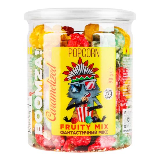 Popcorn caramelizat cu aroma de fructe Boomza, 90g