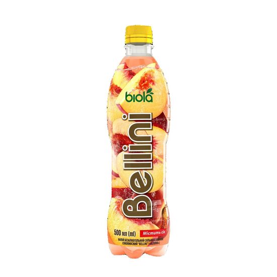 Bautura carbogazoasa cu gust de piersici si sampanie, Bellini Biola, 500ml, SGR