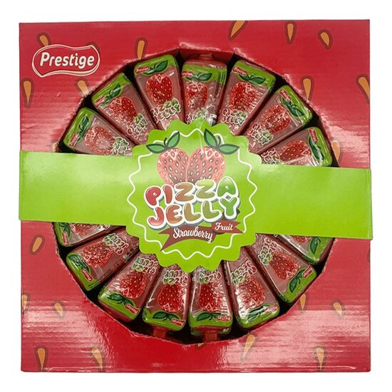 Jeleu tip pizza cu fructe Prestige aroma capsuni 35g, 50 bucati