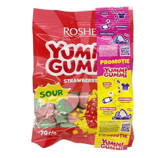 Roshen Yummi Gummi Jeleuri Capsuni 70g 22 buc