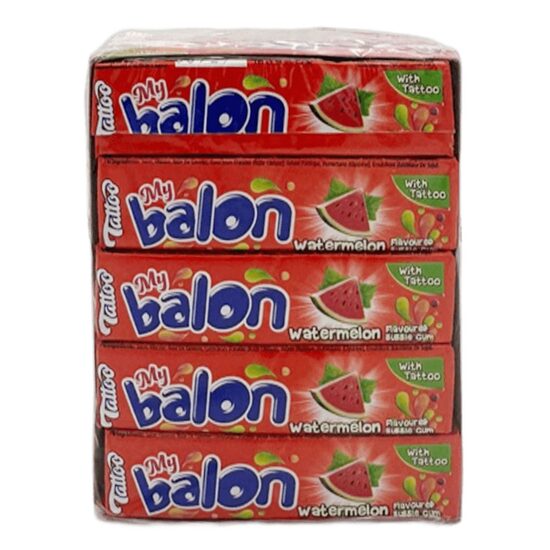 Gumă de mestecat Mybalon Tattoo aromă pepene 18g, 20 bucăți cutie