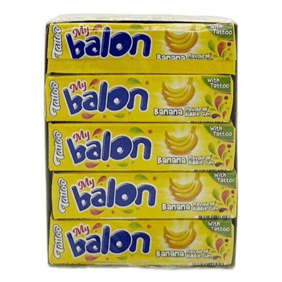 Gumă de mestecat Mybalon Tattoo aromă banane 18g, 20 bucăți cutie