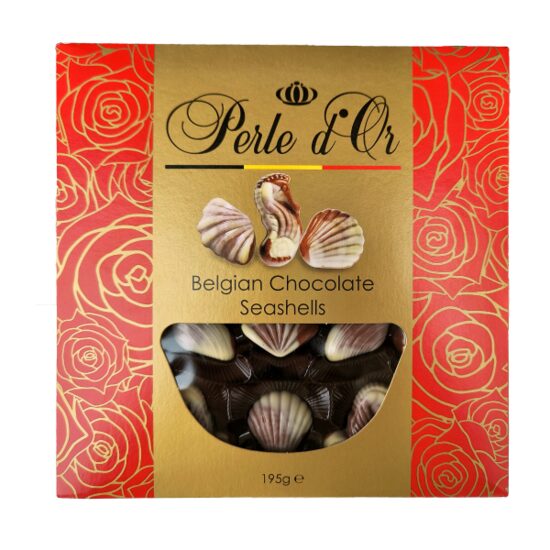 Bomboane de ciocolata belgiana în forma de fructe de mare Perle D'Or 195g