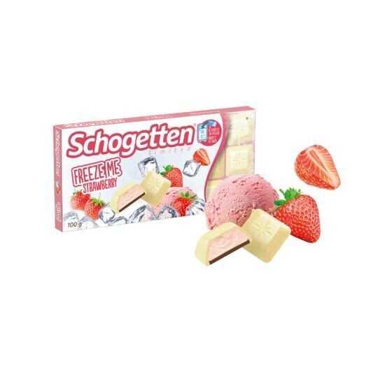 Tableta de Ciocolată Schogetten Freeze Me, căpșuni, 100g
