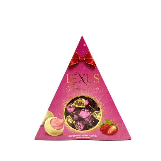 Lexus, bomboane de ciocolata cu crema de capsuni, triunghi, 120g