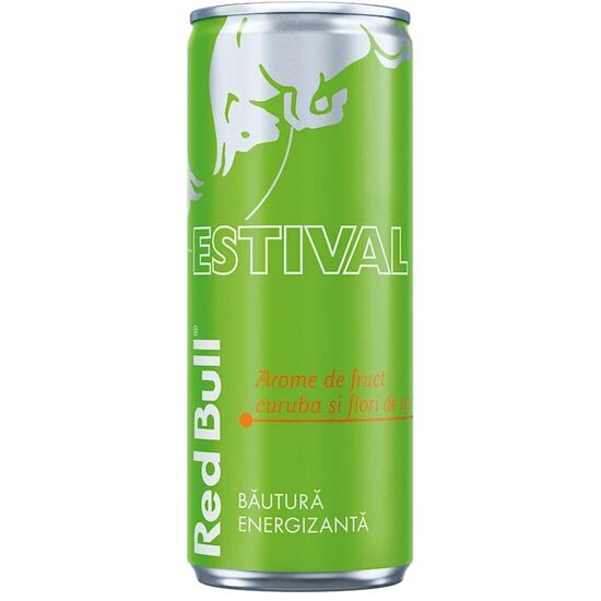 Bautura energizanta Red Bull Estival curuba si flori de soc, 250 ml, SGR