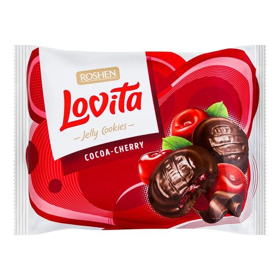 Biscuiti Lovita Cacao-Cireșe 420g – Ciocolată și jeleu Roshen