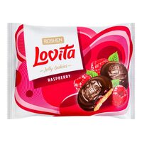 Biscuiti Lovita Zmeură 420g – Ciocolată și jeleu aromat Roshen