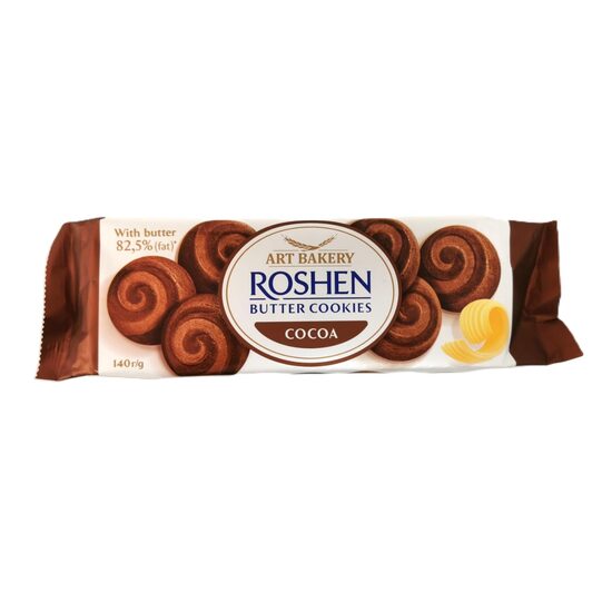 Biscuiți cu unt și cacao Roshen, 140 g