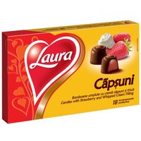 Bomboane umplute cu crema de capsuni si frisca Laura, 138 g
