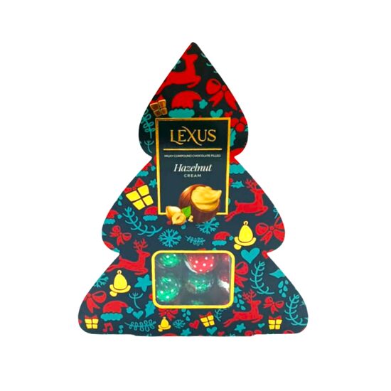 LEXUS – Bomboane de ciocolată cu lapte și cremă de alune | Cutie X-Mas Tree 120 g