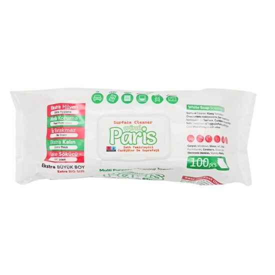 Șervețele umede Paris cu capac, 100 buc, pentru suprafețe