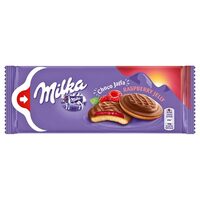 Biscuiti cu jeleu aroma zmeura Choco Jaffa Milka 147g