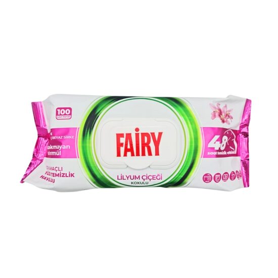 Șervețele umede Fairy Cleaning universale, parfum Liliac, 100 bucăți 