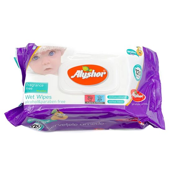 Servetele umede Alyshor cu capac 120 buc pentru copii